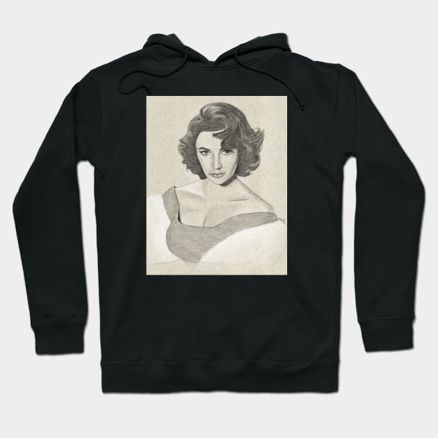 Elizabeth Taylor Portrait Drawing Hoodie by ianoz